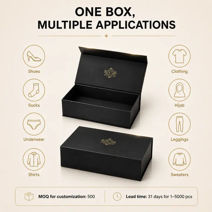 Black Magnetic Folding Shoe Gift Box Embossed Luxury – view 2