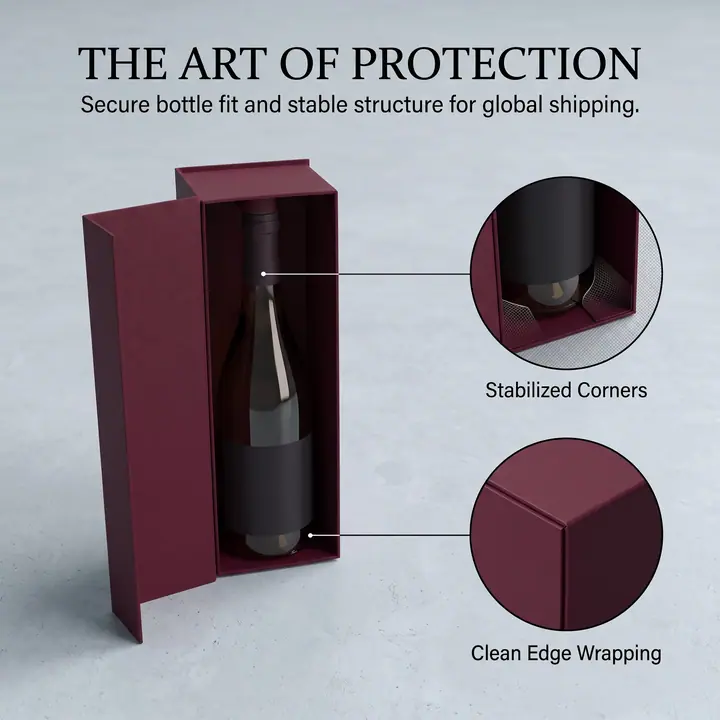Color Magnetic Foldable Paperboard Wine Bottle Carrier Box – view 2