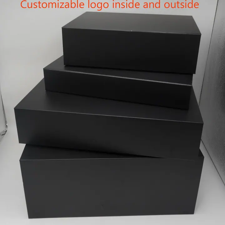 Foldable Black Magnetic Gift Boxes Recycled Collapsible Rigid – view 4