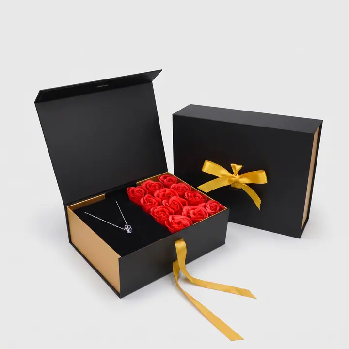 Foldable Magnetic Rigid Necklace Gift Box – view 2