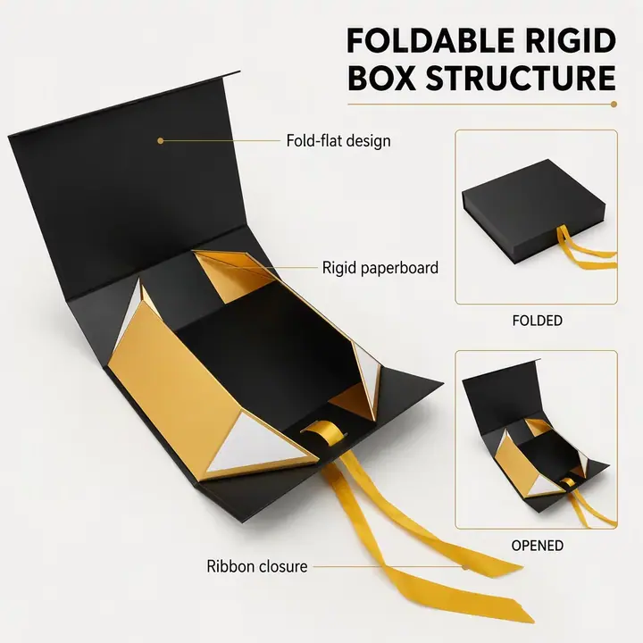 Foldable Magnetic Rigid Necklace Gift Box – view 4