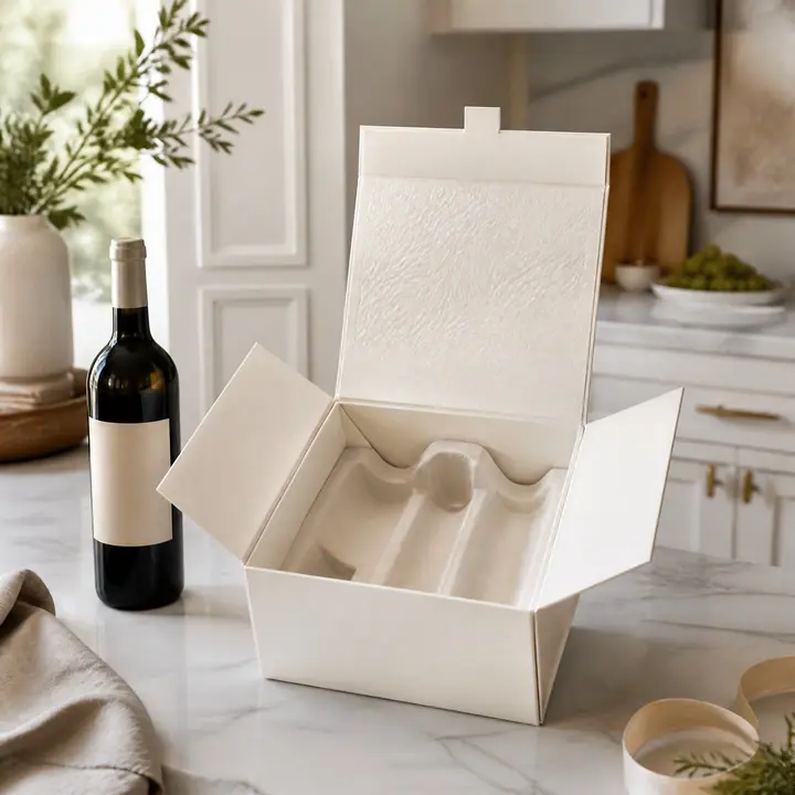 Pearl White Embossed High-End Recycled Materials Bottle Box
