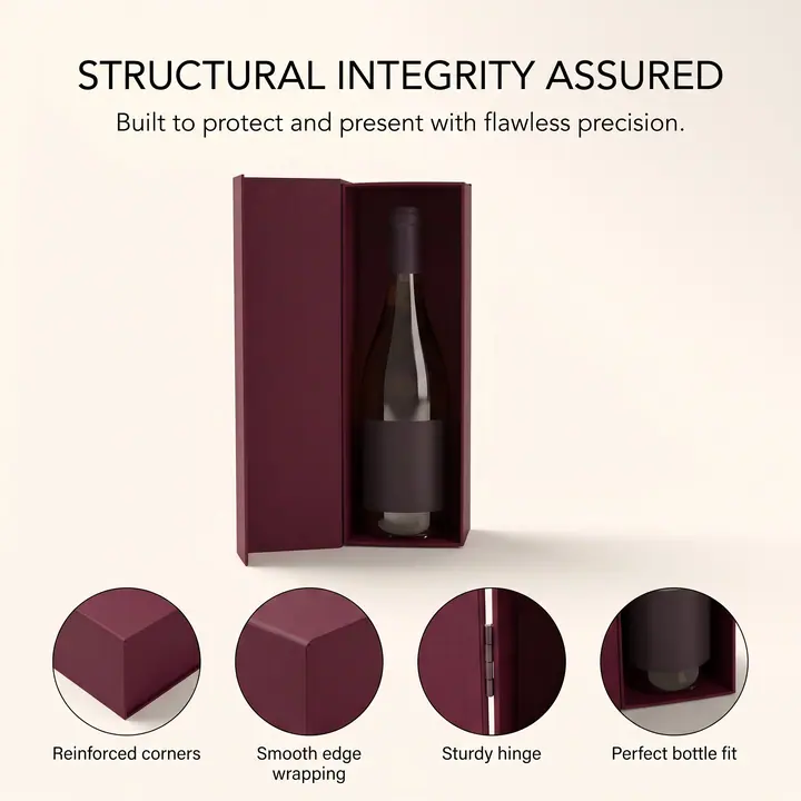 Pearl White Embossed High-End Recycled Materials Bottle Box – view 3