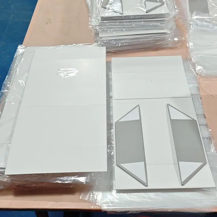 Silver Logo Book Shaped White Rigid Cardboard Box