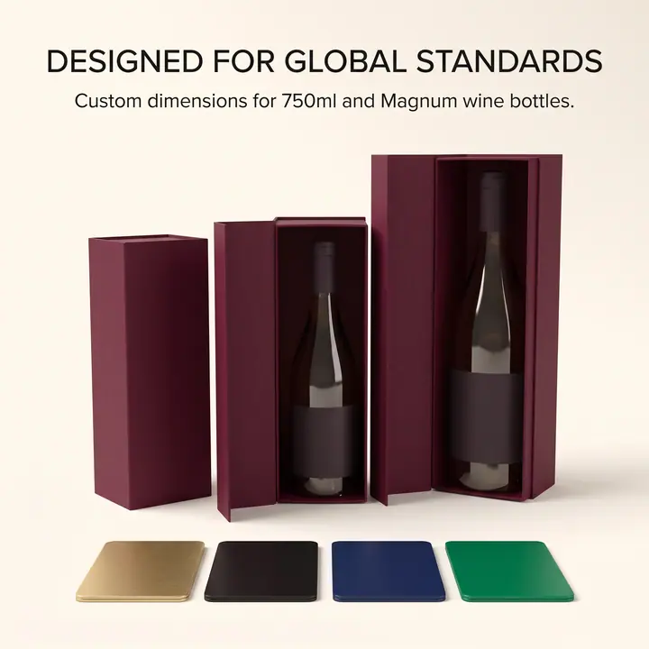 Wine Red Collapsible Magnetic Wine Box Rigid Paperboard – view 2