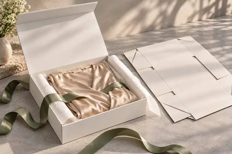A foldable apparel box for silk and eveningwear
